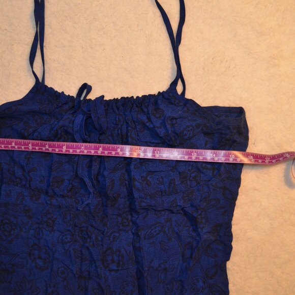 xhiliration y2k blue peasant sheath dress w black floral print szM - Picture 6 of 14